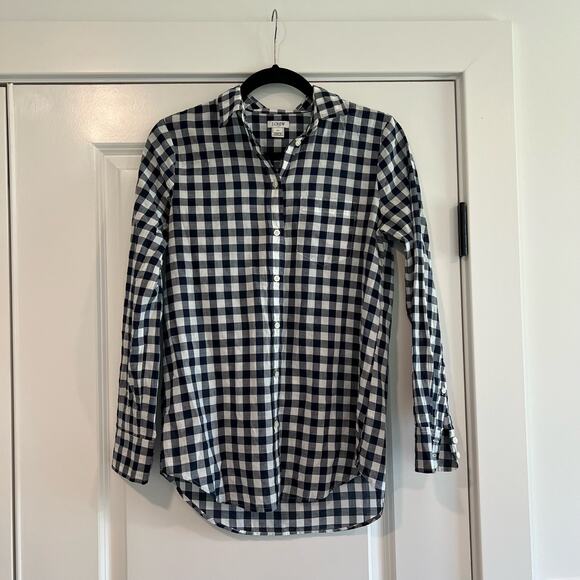 J Crew Women's Longsleeve Gingham Flannel Button Down Size XS - Picture 1 of 8